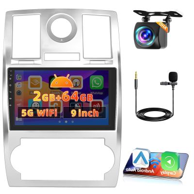 [5G WiFi 2+64G] Hikity Android 15 Car Stereo for Jeep Chrysler 300C 2004-2011 Wireless CarPlay Android Auto, 9'' Touchscreen with Mirror Link Bluetooth FM/EQ SWC GPS Backup Cam