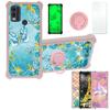 Case for Nokia C22 Case Compatible with Nokia C22 Phone Case Cover [with Tempered Glass Screen Protector][PC + TPU 2 in 1][Ring Support] [Gold Glitter+Luminous] JSF-YHD view 1