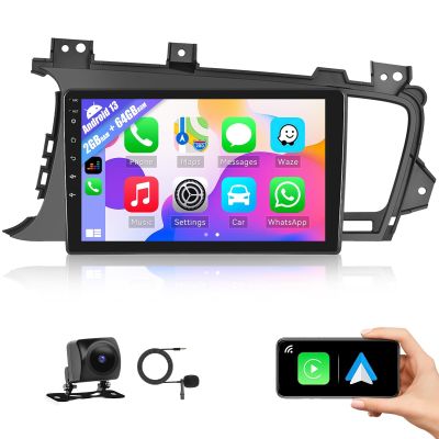 2GB+64GB Android 13 Car Radio Stereo for Kia Optima K5 2011-2015 with Wireless Apple Carplay Android Auto, 9" Touch Screen Car Stereo with AHD Backup Camera GPS Navigation Bluetooth WiFi FM Head Unit