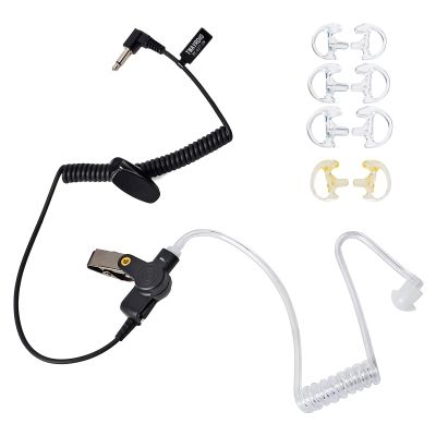 3.5mm 1Pin Listen Only Surveillance Covert Acoustic Air Tube Earpiece Police Radio Headset with 4 Pairs Replacement Earmolds (Large, Medium, Small Size) for Motorola Radio Speaker Mics