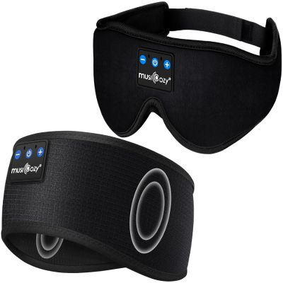MUSICOZY Sleep Headphones Bluetooth Headband, Sleep Mask with Bluetooth Sleep Headphones, Sports Sleeping Headphones Sleep Earbuds with Ultra-Thin HD Stereo Speakers for Travel Workout, 2 Packs