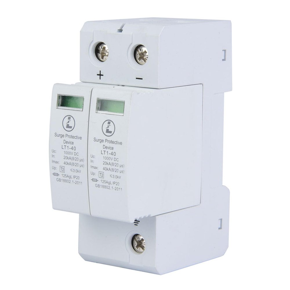 Surges Protective Arrester Device, 2P Lightnsing Protector Voltage Surges Arrester Device Home DC Photovoltaic Protector Low Voltage Arrester, 2P Rail Mounting (2P40KA)