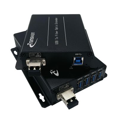 Transwan 4 Ports USB 3.2 Over Single-Mode Fiber Optic Extender to 250 Meters, 5 Gbps Supperspeed Compatible with USB 2.0/USB 1.1 (BY-USB-805DF(with 2 x LC Fiber Connector))