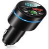 RIWUSI FM Transmitter for Car Bluetooth 5.3, [All-Metal] PD 30W & QC3.0 18W Fast Car Charger, Wireless FM Radio Car Kit Bluetooth Car Adapter, Noise Cancelling Hands-Free Call, Blue Light - Black view 1