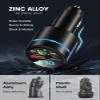 RIWUSI FM Transmitter for Car Bluetooth 5.3, [All-Metal] PD 30W & QC3.0 18W Fast Car Charger, Wireless FM Radio Car Kit Bluetooth Car Adapter, Noise Cancelling Hands-Free Call, Blue Light - Black view 2
