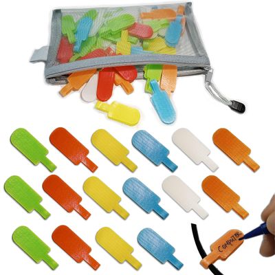 Cable Labels for Electronics, Multi-Color Label Tags, Write-On Cord Labels, Reusable Wire Label Indicator, Cable Management, Organizating & Identifying, by TX Pack-es (Regular 40pcs)