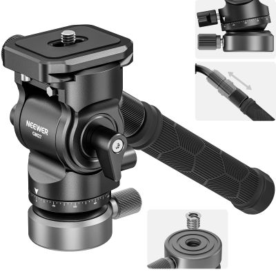 NEEWER Tripod Fluid Head with +/-10 Leveling Base(37mm Dia.), Metal Pan Tilt Head with Arca Type QR Plate, Telescopic Handle for Compact Video Camera DSLR Camera, Max Load 8.8lb/4kg, GM27