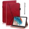 VODEFOX Case for Samsung Galaxy Tab A8 10.5'' 2022 Case, PU Leather Business Folio Flip Stand Cover Solid Color Stripe Design with Elastic Band for Galaxy Tab A8 10.5 inch [SM-X200/X205/X207] - Red view 1