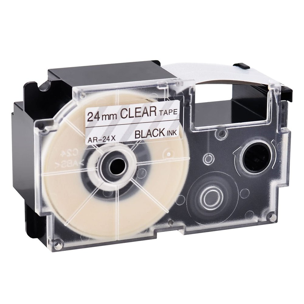 NineLeaf Compatible for XR-24X XR24X XR-24X2S XR24X2S 24mm 1'' Black on Clear Label Tape LT for EZ Label Printer CWL300 KL-430 KL-820 KL-7000 KL-7200 KL-8100 KL-8200 KL-C500