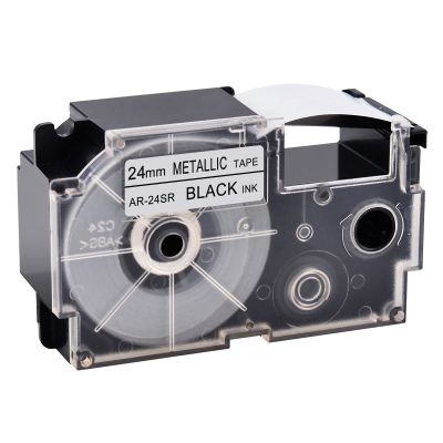 NineLeaf 50 Pack Compatible for XR-24SR XR24SR XR-24SR2S XR24SR2S 24mm 1'' Black on Silver Label Tape LT for EZ Label Printer CWL300 KL-430 KL-820 KL-7000 KL-7200 KL-8100 KL-8200 KL-C500