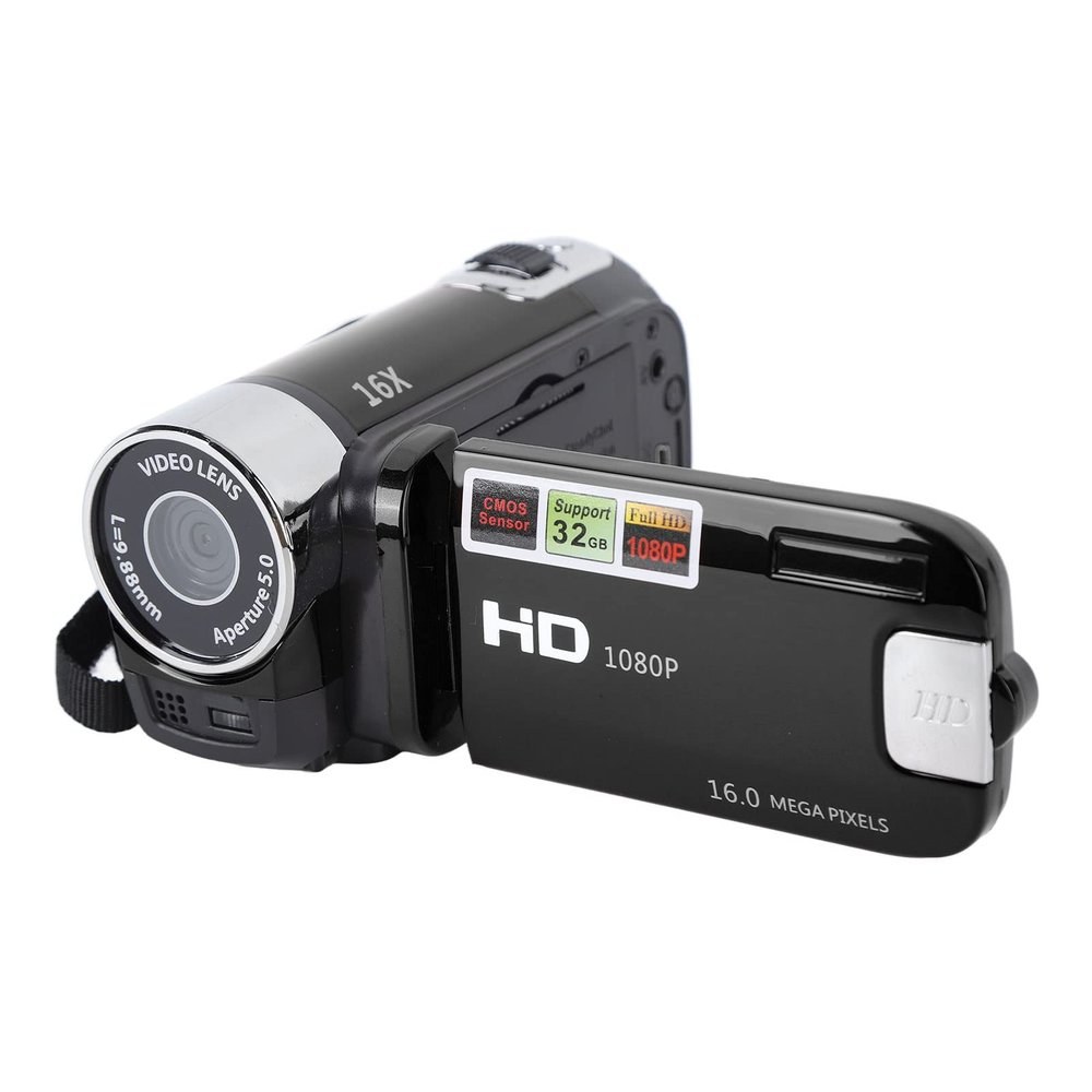 FOSA 1080P HD Camera Camcorder, 16MP DV Camera 16x Digital Zoom Video Camera, 2.7in TFT Rotatable Screen, Built in Speakers, USB (Black)