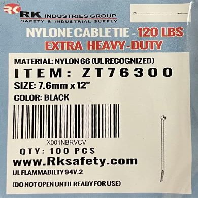 RK Safety ZT76300-100 Cable zip ties 7.6mm12 inch - 1 Case (100 Count Pack x 50 Pack)