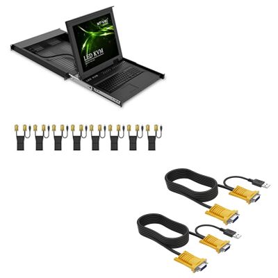 1pcs 8 Port IP KVM Console+ 2Pack 10ft VGA KVM Cables