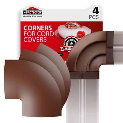 Corners for Floor Cord Covers by X-Protector - 4 PCS - Silicone Material - Brown Color - Self-Adhesive - Compatible Only with Regular Version