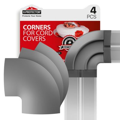 Corners for Floor Cord Covers by X-Protector - 4 PCS - Silicone Material - Grey Color - Self-Adhesive - Compatible Only with Regular Version