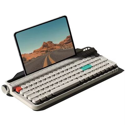TPHRAVAL Typewriter Keyboard, Blue Switch Keyboard, Multiple Backlight Adjustment Modes, Wired/Wireless Connection Options. aErgonomic Design, Support for Tablets/Phones, Multimedia Keys, White.