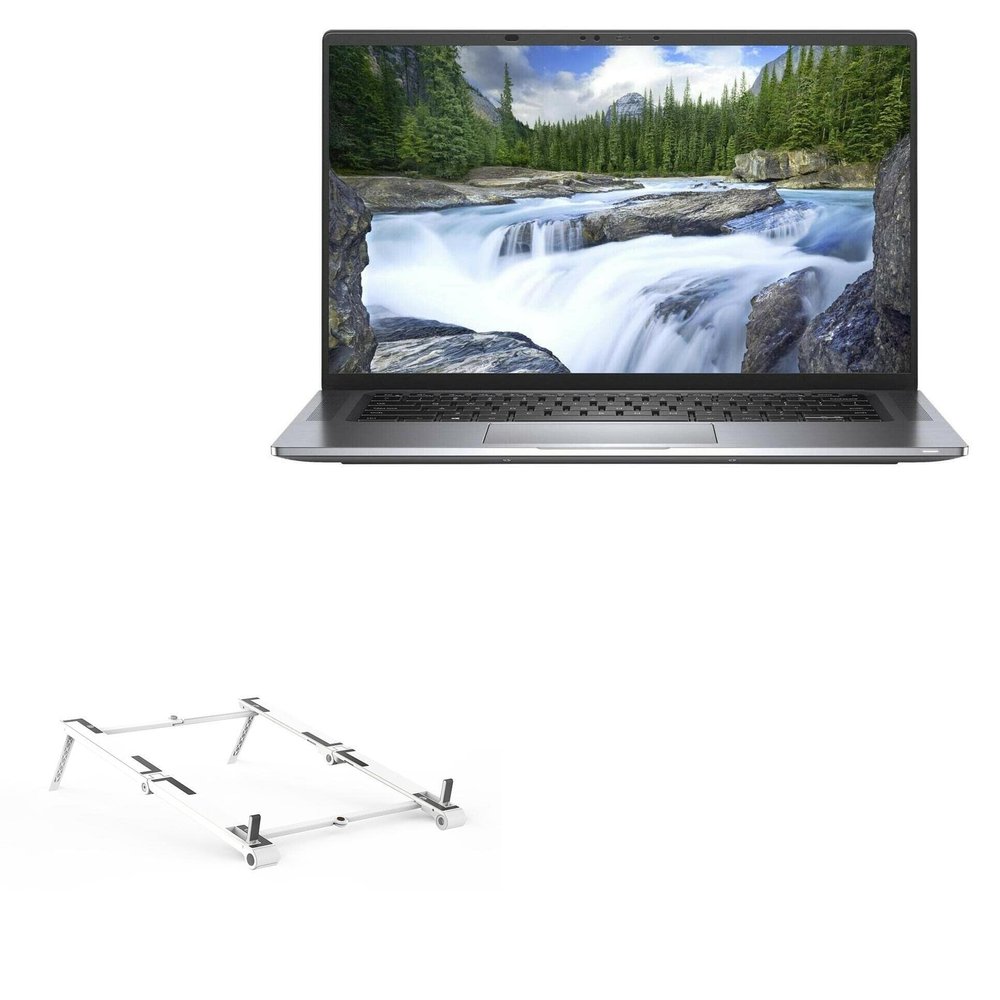 BoxWave Stand and Mount Compatible with Dell Latitude 9520 - Pocket Aluminum Stand 3-in-1, Portable Multi Angle Viewing Riser - Metallic Silver
