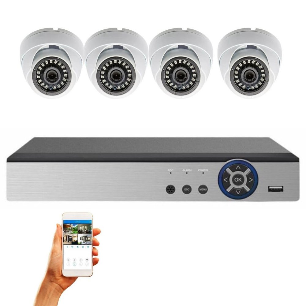 Evertech 1080P HD 8 Channel 4 Dome Security Camera CCTV Surveillance System 4TB HDD, Remote Monitoring, Motion Detection