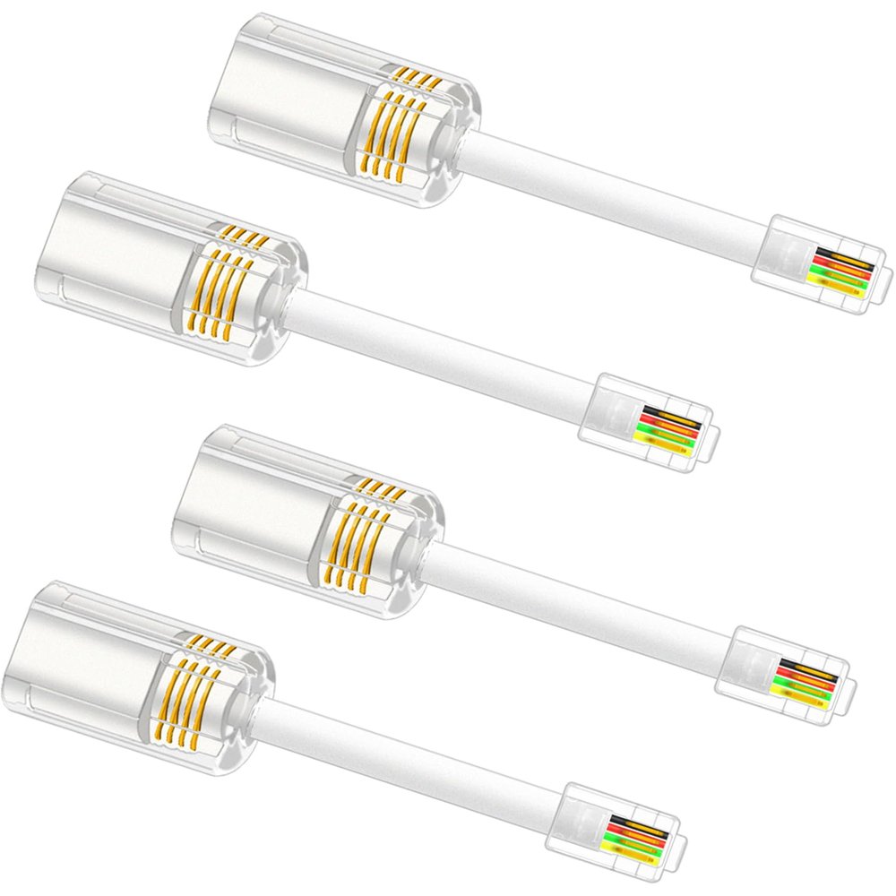 NECABLES 4Pack Phone Cord Detangler for Landline Telephone Handset Cord Detangler for Desk Phone RJ9 4P4C Male to Female White