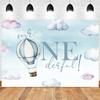 1st Happy Birthday Backdrop for Boy Mr.Onederful Baby Boy Kids One Year Old Party Decorations Banner Supplies Blue Clouds Hot Air Balloon Photography Background Props 10x7ft view 1
