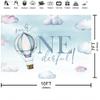 1st Happy Birthday Backdrop for Boy Mr.Onederful Baby Boy Kids One Year Old Party Decorations Banner Supplies Blue Clouds Hot Air Balloon Photography Background Props 10x7ft view 2