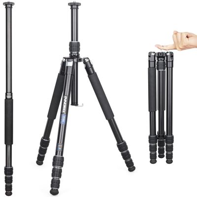 INNOREL RT45A Professional Camera Tripod 6061 Aluminum Alloy Travel Compact Portable Photographic Tripod Monopod for DSLR Camera Camcorder Camera Stand 62in/157cm Tall, Load 33lb/15kg(Only Tripod)