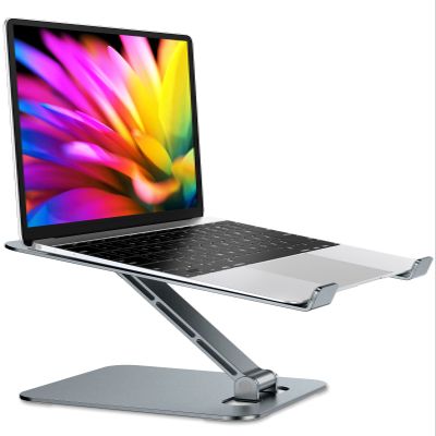 RIWUCT Foldable Laptop Stand, Height Adjustable Ergonomic Computer Stand for Desk, Aluminum Portable Laptop Riser Notebook Mount Compatible with MacBook Pro Air, HP, Dell 10-16" (Gray)