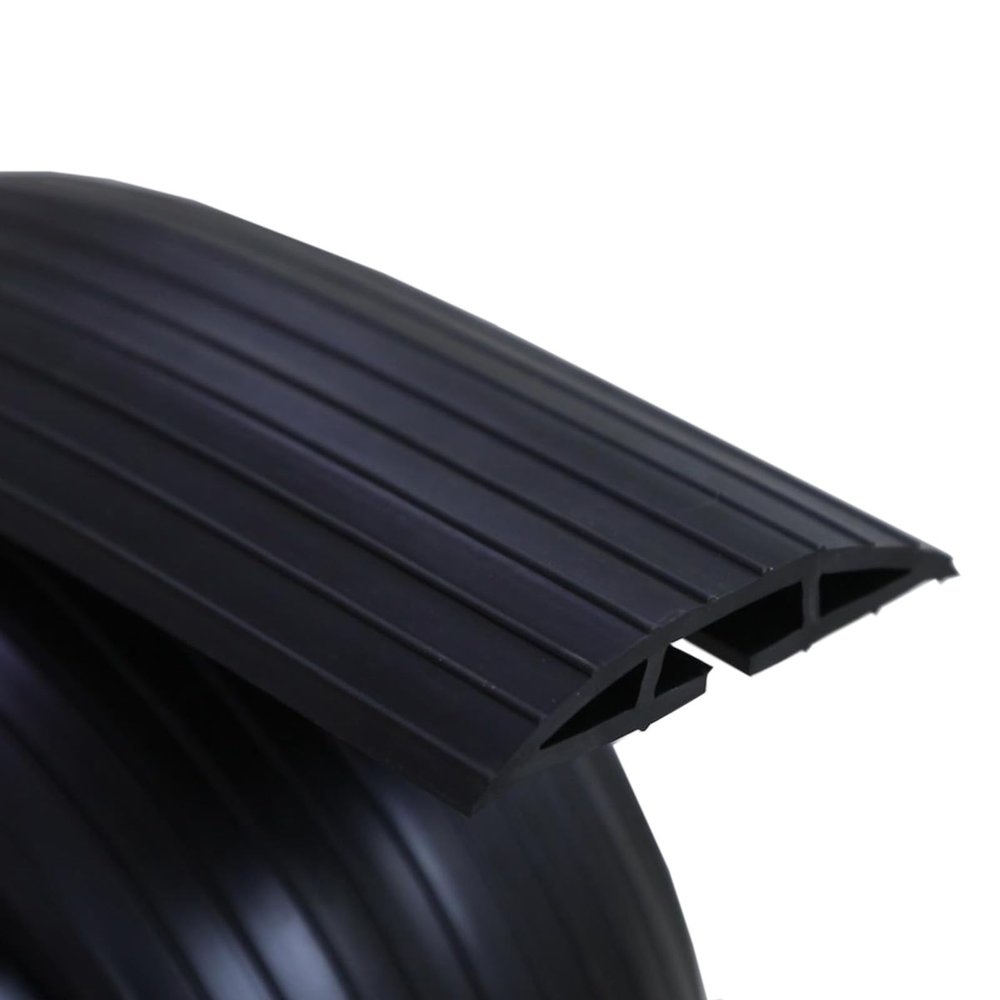 10ft Floor Cable Cover Heavy Duty PVC Cord Cover Wire Cover to Prevent Trip Hazard for Home Office or Outdoor(10ft, Black)