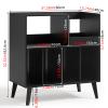 LELELINKY Large Record Player Stand, Turntable Stand with Storage, Vinyl Record Holder with Display Area, Record Player Table Holds Up to 300 Albums, Record Stand for Music room Living Room-Reto Black view 2