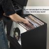 LELELINKY Large Record Player Stand, Turntable Stand with Storage, Vinyl Record Holder with Display Area, Record Player Table Holds Up to 300 Albums, Record Stand for Music room Living Room-Reto Black view 3