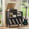 LELELINKY Large Record Player Stand, Turntable Stand with Storage, Vinyl Record Holder with Display Area, Record Player Table Holds Up to 300 Albums, Record Stand for Music room Living Room-Reto Black view 4