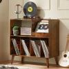 LELELINKY Large Record Player Stand, Turntable Stand with Storage, Vinyl Record Holder with Display Area, Record Player Table Holds Up to 300 Albums, Record Stand for Music Room Living Room-Brown view 1