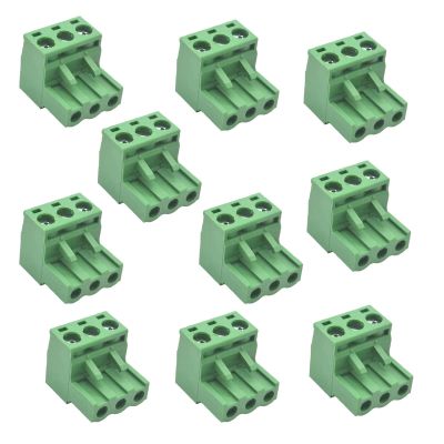 10Pcs Green 5.08mm Pitch 3P Pluggable Teminal Blocks Connector Socket