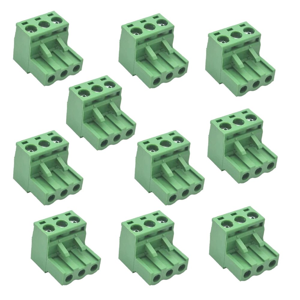 10Pcs Green 5.08mm Pitch 3P Pluggable Teminal Blocks Connector Socket