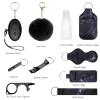 Safety Keychain Set for Women and Kids,Personal Safety Alarm,Soft Pom Pom and Whistle (Black) view 2