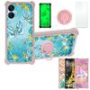 Case for Tecno Spark 9t Case Compatible with Tecno Spark 9t Phone Case Cover [with Tempered Glass Screen Protector][PC + TPU 2 in 1][Ring Support] [Gold Glitter+Luminous] JSF-YHD view 1