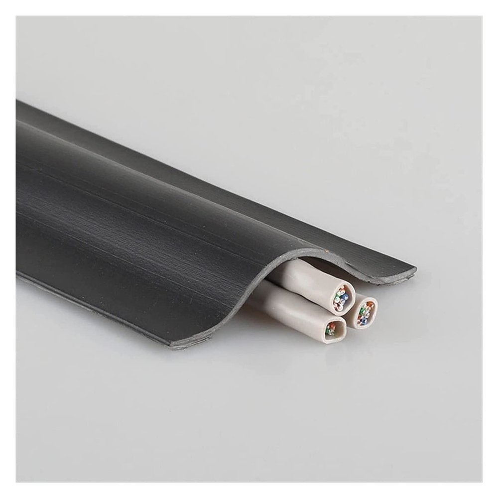 3 Meter Floor Cable Bridge Self-Adhesive Cable Duct Floor Flat Floor Cable Protection, Floor Cable Duct Floor Cable Cover, Wire Cover, Floor Cable Duct, Protects Cables and Prevents Trip Hazards (Col