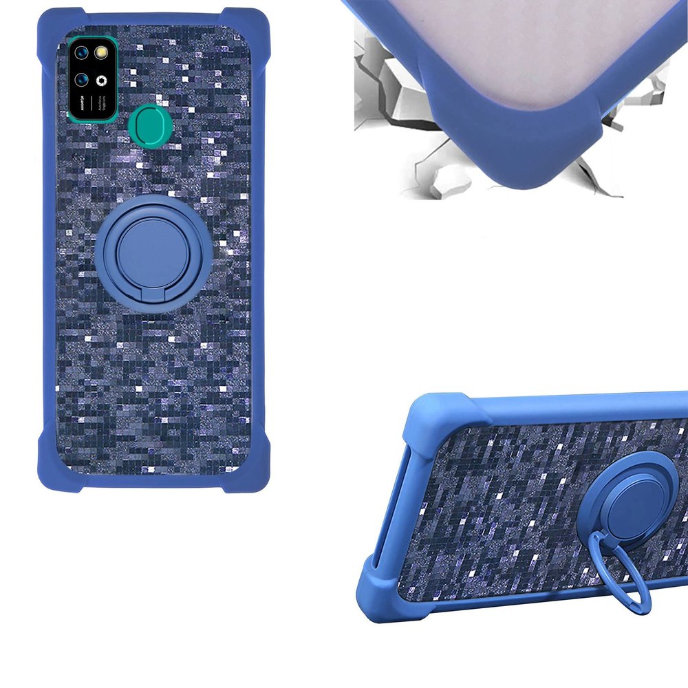 Case for Aligator S6500 Duo Crystal Case Compatible with Aligator S6500 Duo Crystal Phone Case PC backplane + Silicone Soft Frame Cover [360 Metal Ring, Magnetic Car Mount] TZZH-LAN