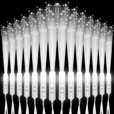 Junkin 200 Pcs White Fiber Optic Wands for Wedding Bulk Glow Stick Light LED Wands with Constant Light Mode for Reception Wedding Birthday Party Favors