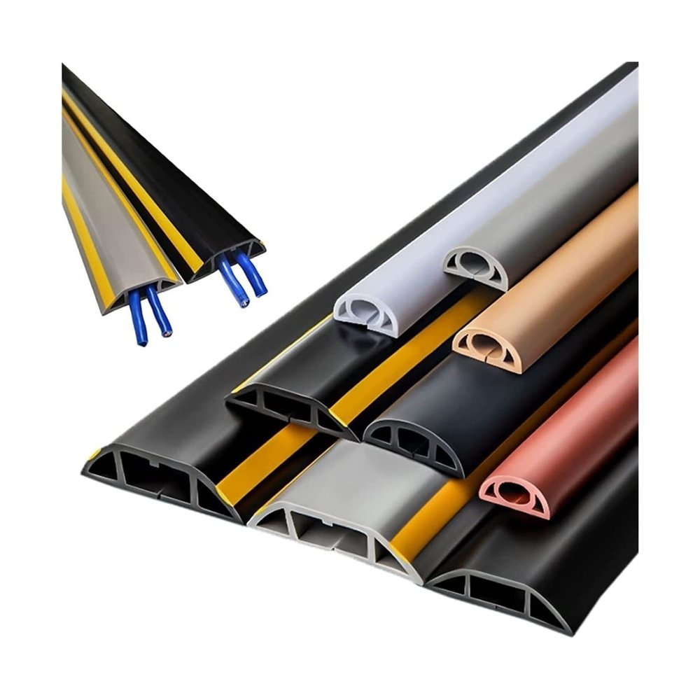 3.28ft Self Adhesive Wire Hider Cable Protector, Over Floor Cord Cover, PVC Cable Raceway Wire Organizer To Protect Wires, Cable Cover For Home Garage Office Outdoor Settings Warehouse, Paintable ( Co