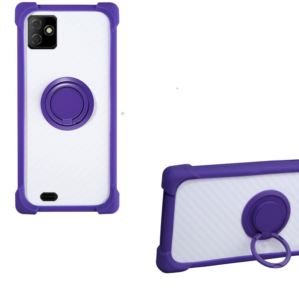 Case for Myphone Fun 9 Case Compatible with Myphone Fun 9 Phone Case PC backplane + Silicone Soft Frame Cover [360 Metal Ring, Magnetic Car Mount] CSKB-ZI