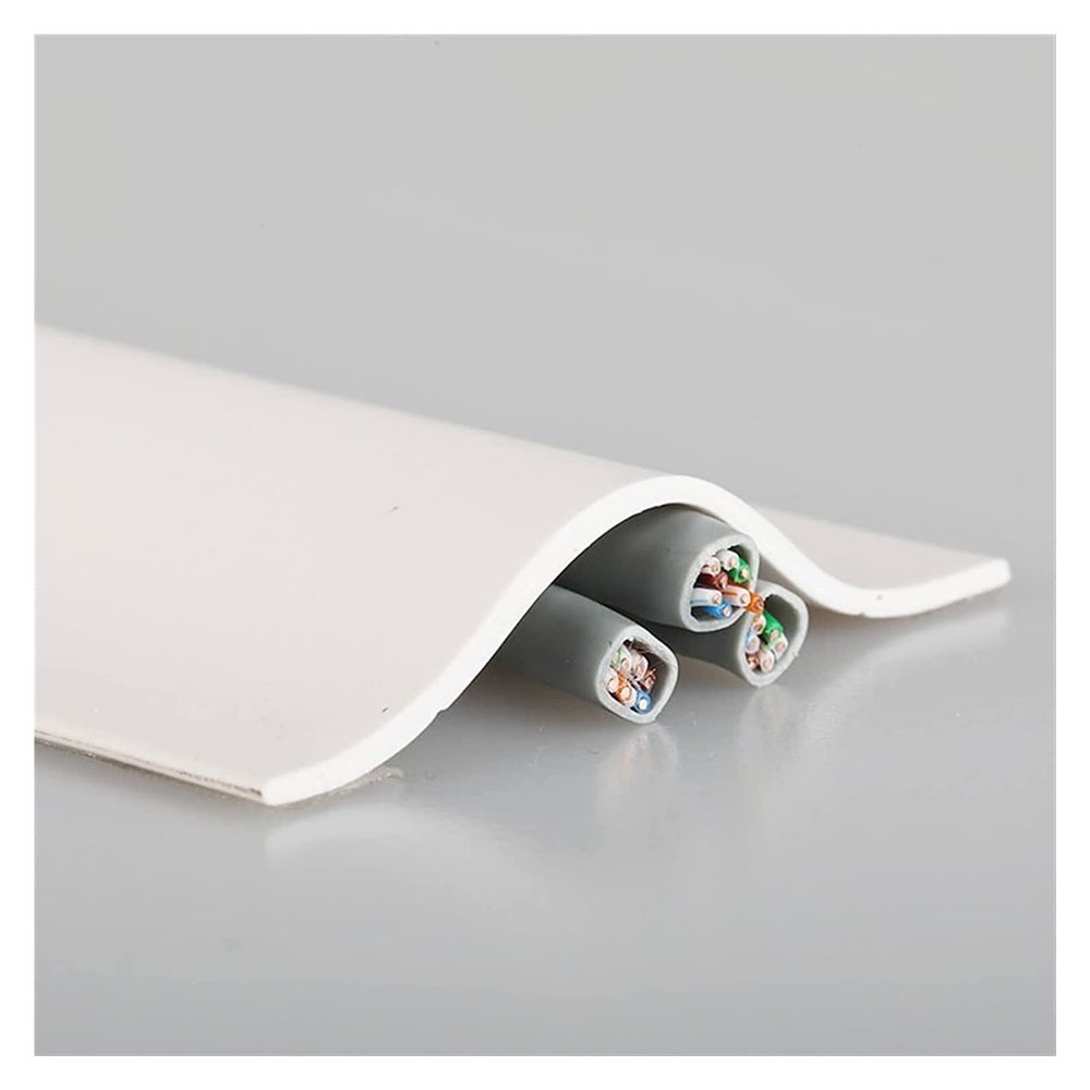 3 Meter Floor Cable Bridge Self-Adhesive Cable Duct Floor Flat Floor Cable Protection, Floor Cable Duct Floor Cable Cover, Wire Cover, Floor Cable Duct, Protects Cables and Prevents Trip Hazards (Col