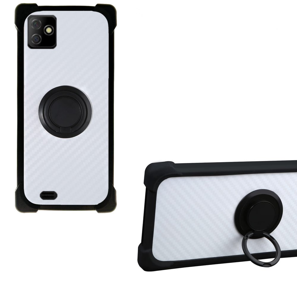 Case for Myphone Fun 9 Case Compatible with Myphone Fun 9 Phone Case PC backplane + Silicone Soft Frame Cover [360 Metal Ring, Magnetic Car Mount] CSKB-HEI