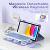 ABEIFAN for iPad A16 11th/10th Generation Case with Keyboard, 7 Colors Backlit Wireless Detachable Folio, Keyboard Cover for iPad 11 inch A16 2025/10th Gen 10.9 inch 2022 with Pencil Holder, Purple view 3