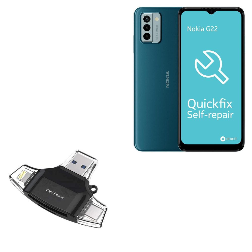 BoxWave Smart Gadget Compatible with Nokia G22 - AllReader SD Card Reader, microSD Card Reader SD Compact USB - Jet Black