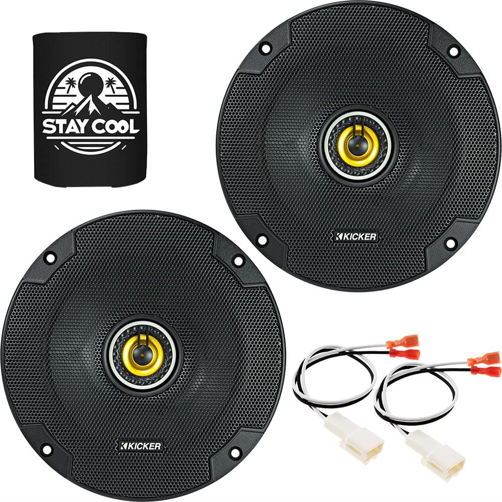 KICKER Speakers 6.5 inch for Toyota Camry (Sedan) 1992-2001 Upgrade Kit - Pair of CS Series with Harness, Coaxial 6 1/2 Car Audio Front Door Speaker CSC65, 46CSC654