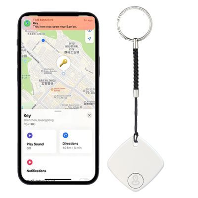 Key Finder, Bluetooth Tracker Locator, Works with Apple Find My(iOS Only), Smart tag Item Finder with Key Chain, Smart Item Locator for Keys, Bags, Luggage, Pet, Battery Included (1Pack-White)