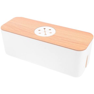 Alipis Desktop Cable Storage Box Large Round Cord Organizer for Home Office Electric Wire Management Keeps Cables Tidy and Easy to Clean Detachable Design