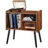 Possile Record Player Stand with Vinyl Record Storage, Mid-Century Turntable Stand for Living Room Bedroom Office, Record Player Table, Vinyl Holder Holds up to 100 Albums, Rustic Brown view 1