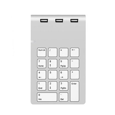 Hemobllo Mechanical Numeric Keypad USB Wired 18-Key Numpad with 3 USB 2.0 Hub Ports Portable Zinc Alloy Small Keyboard for Laptop and Pc